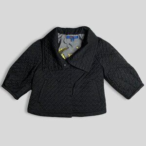 MILLARD FILLMORE Chic Black Quilted 3/4th Sleeve Jacket Size 2